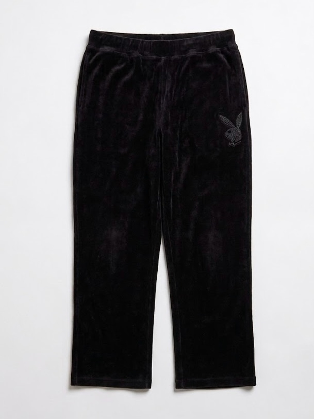 💋 Vintage Y2K Playboy Black Velour Track Pants - Embroidered Bunny Logo 💋 XL